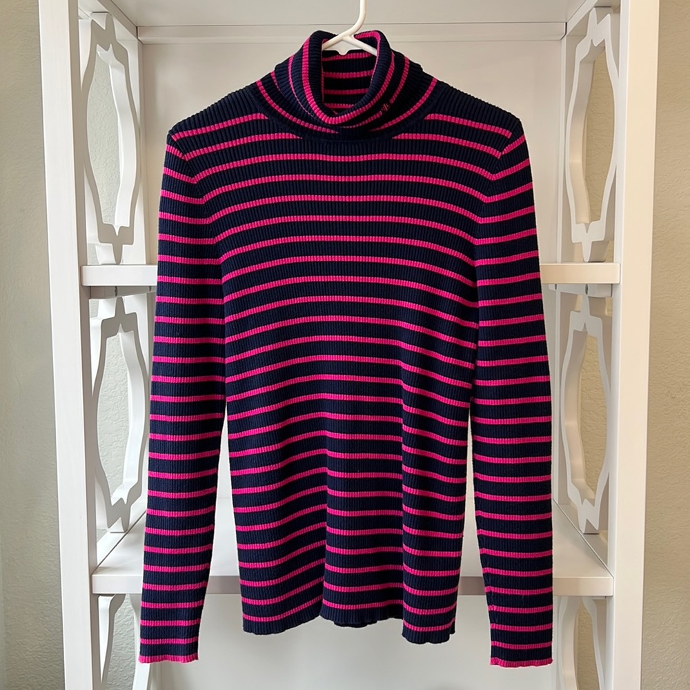 Ralph Lauren Navy and Pink Striped Sweater